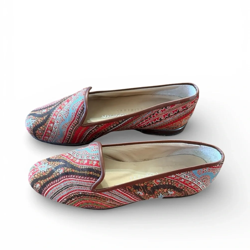 Stubbs & Wooten Paisley Printed Silk Fabric Loafers Size 6